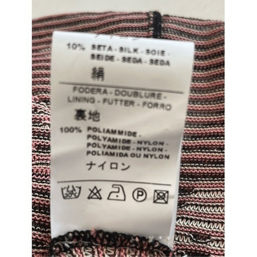 M Missoni Strapless Metallic Knit Dress Black Pink Green Scarf Detail Size 10 - Picture 10 of 10